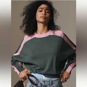 Anthropologie | Maeve Dolman Sleeve Crew-Neck Color-Blocked Sweater